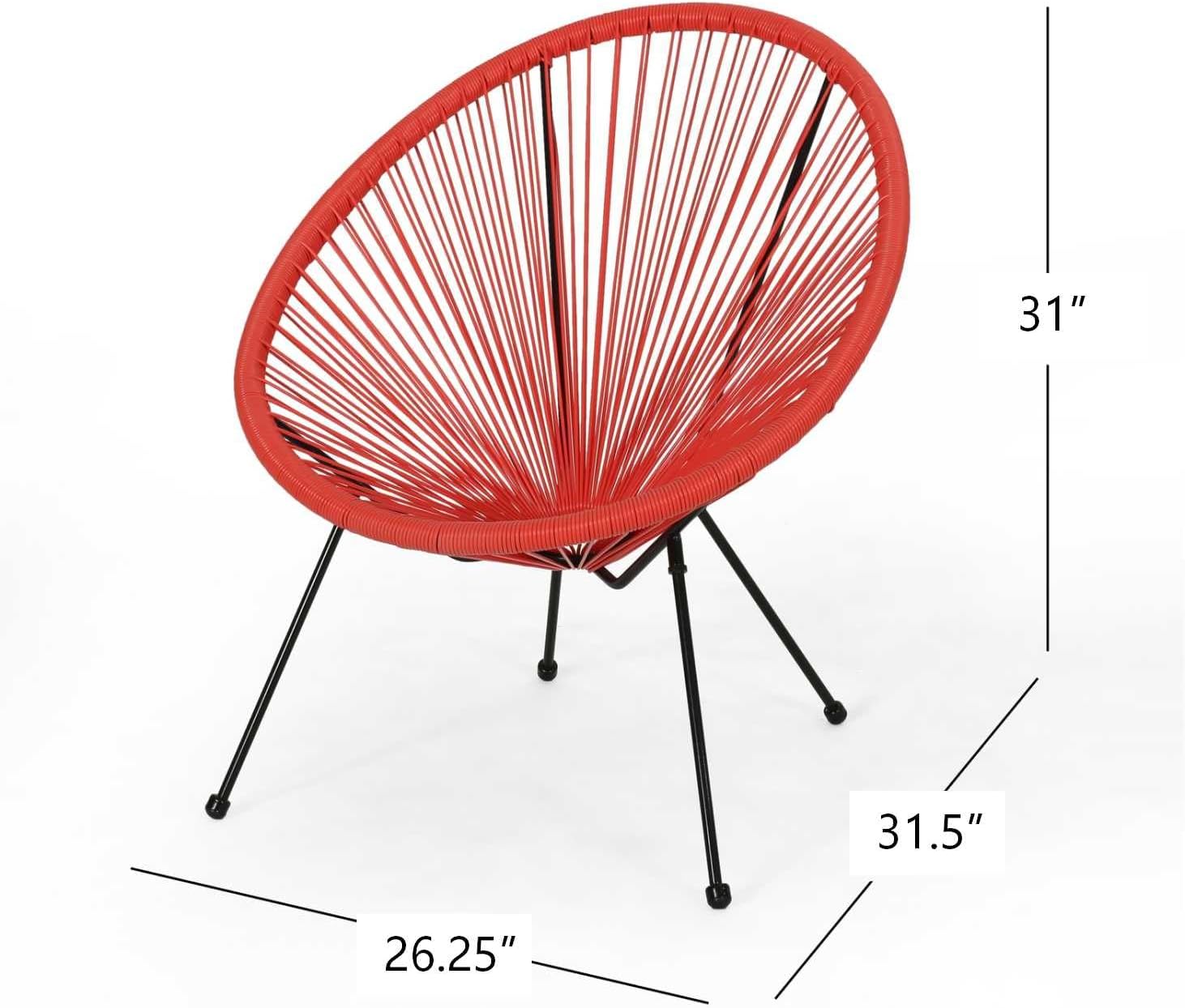Dancongtea Set of 2 Outdoor Wicker Chairs, PE Rattan Armchair with Steel Frame, Modern Woven Basket Chair for Patio Balcony Garden, Orange