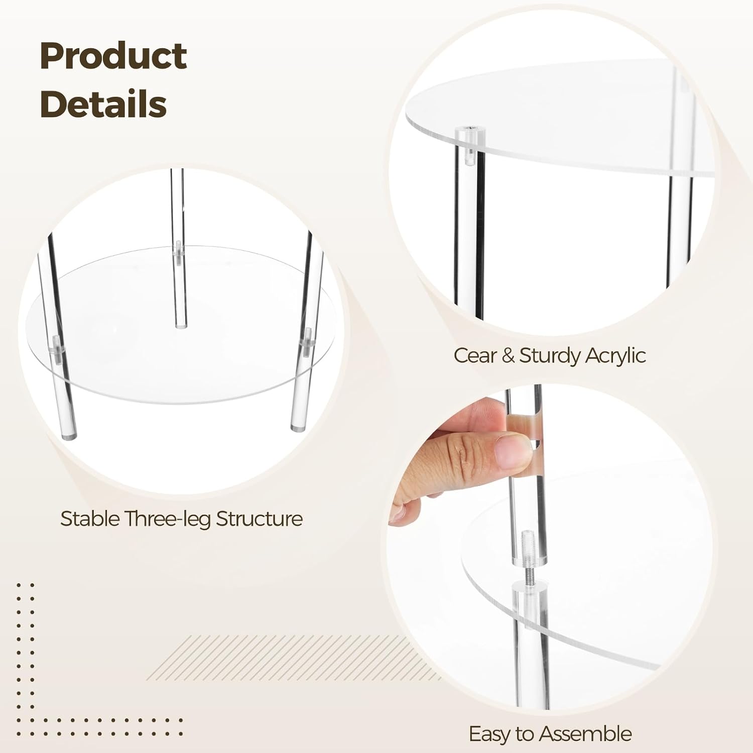 Acrylic Detachable End Table, 2-Tier Clear Round Acrylic Coffee Table, 11.8 x 19.6 Modern Small Side Desk, Detachable Beside Desk for Living Room, Bedroom