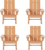 HDPE Shoreside Modern Rocking Poly Adirondack Chair (Set of 4),Teak