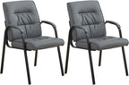 Office Guest Reception Chair Set of 2, Conference Room Chairs Waiting Room Chairs 2 Pack, Modern Leather Office Desk Chair No Wheels.