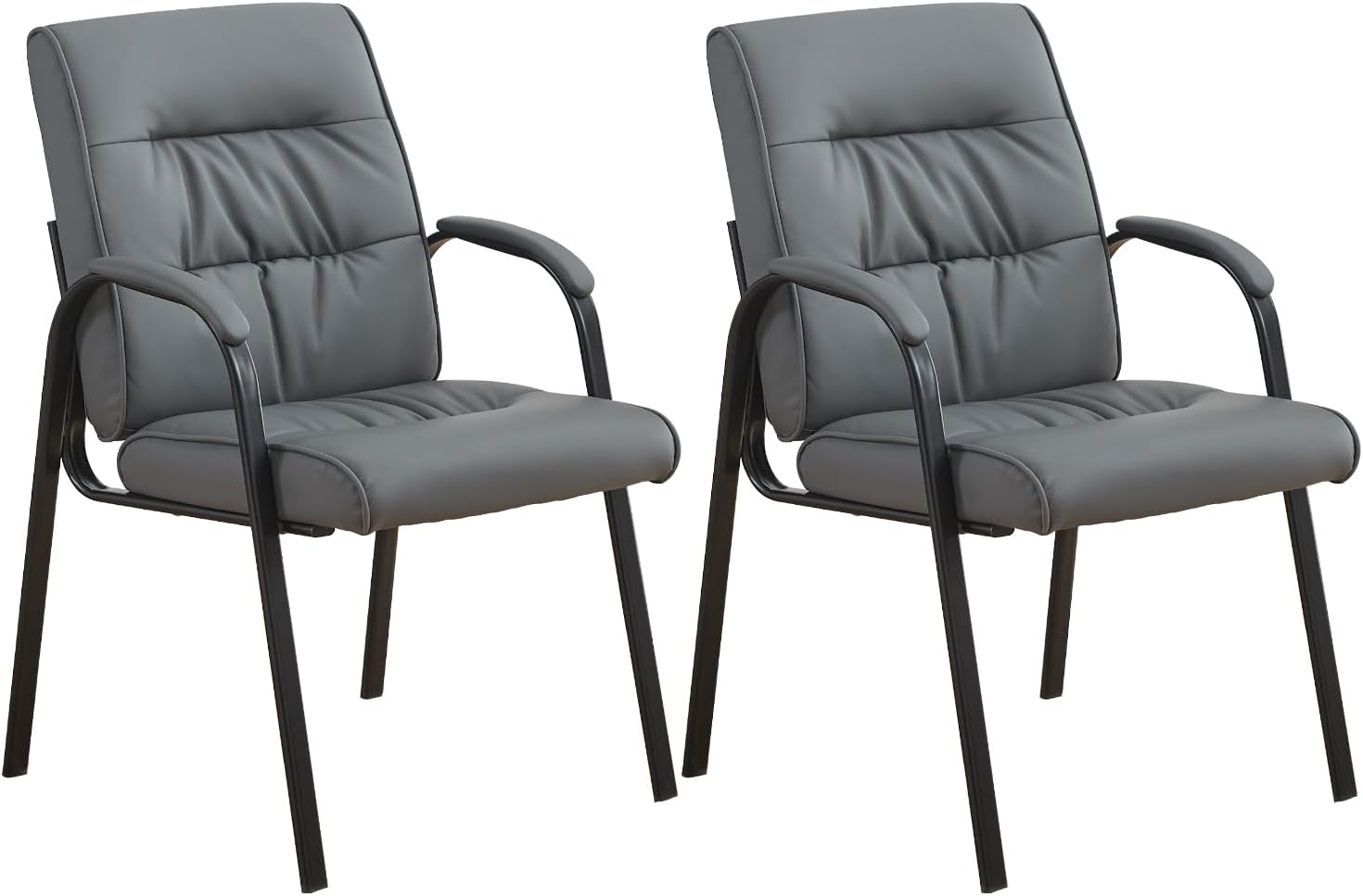 Office Guest Reception Chair Set of 2, Conference Room Chairs Waiting Room Chairs 2 Pack, Modern Leather Office Desk Chair No Wheels.