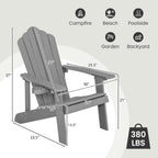 ORALNER Outdoor Adirondack Chair with Cup Holder, Plastic Resin Outdoor Deck Chair, 380 LBS Capacity, for Patio, Backyard, Porch, Balcony, Poolside, Garden, Lawn, Firepit (4, Gray)