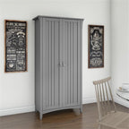 BOWERY HILL Wood Kitchen Pantry Cabinet with Doors, Cape Cod Gray Finish, 62.95" H x 31.5" W x 15.75" D, 5 Shelves, Adjustable Storage for Dining Room, Home Office or Entryway