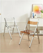 Transparent Folding Chair with Metal Frame with Backrest Plating Stool for Outdoor/Indoor Living Room Bedroom Makeup(Grey)