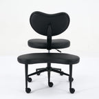 Meditation Chair Plus, Cross Legged Chair with Wheels, ADHD Chair, Criss Cross Desk Chair with Lumbar Support and Adjustable Stool, Flexible Design for Fidgety Sitters, Black PU