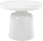 Engineering Marble White High Gloss End Table