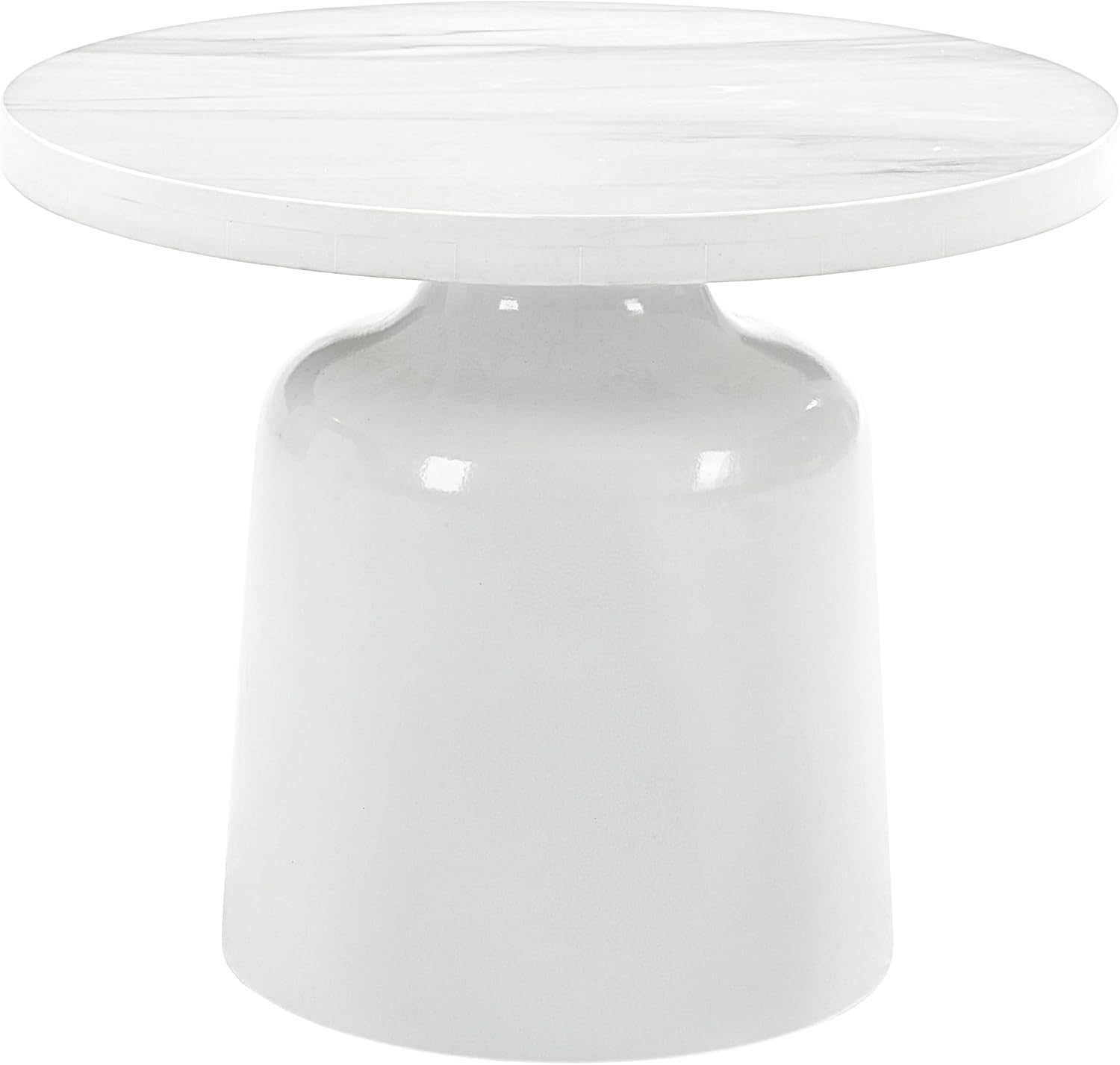Engineering Marble White High Gloss End Table