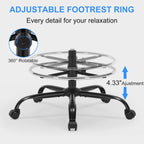 Ergonomic Drafting Chair, Standing Desk Chair with Lumbar Support Tall Office Chair with Flip-Up Arms Footrest Ring, Breathable Mesh High Desk Chair with PU Leather Seat Cushion, Black