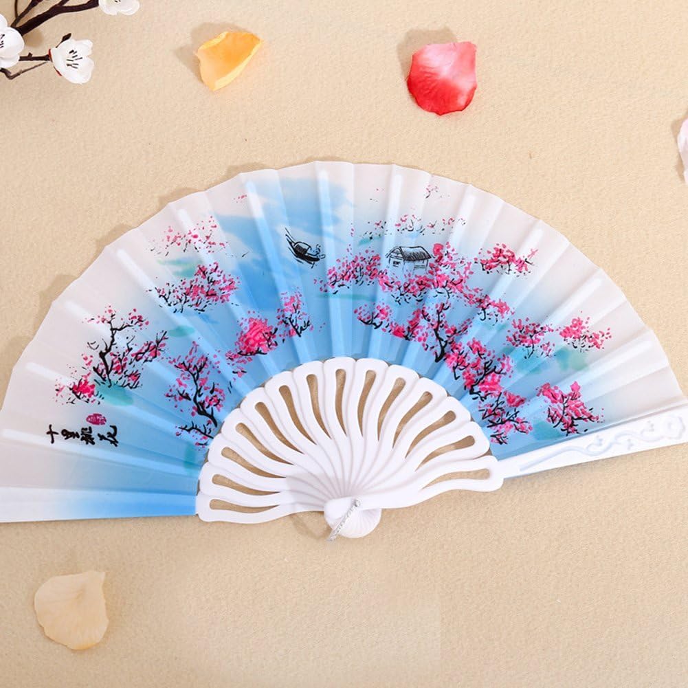 4pcs Floral Folding Hand Fan Vintage Retro Plastic Handheld Fans Folding Fan Wedding Dancing Church Party