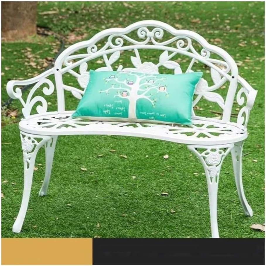 Outdoor Bench, Outdoor Bench, European Garden Patio Seating for 2 Garden Bench(White)