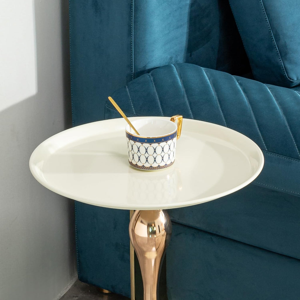 Geelife Small Round Side Table for Small Spaces - White End Table