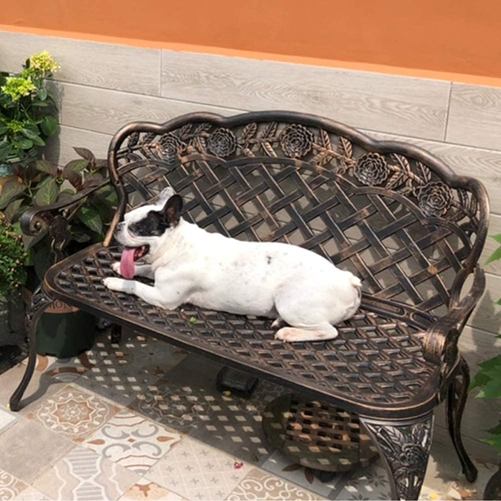 Stool Child Park Bench, Courtyard Lounge Chair Metal Bench Armrest with Backrest, Outdoor Furniture 2 People Seat Comfortable Garden Chair, for Terrace Corridors ()