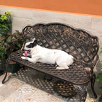 Stool Child Park Bench, Courtyard Lounge Chair Metal Bench Armrest with Backrest, Outdoor Furniture 2 People Seat Comfortable Garden Chair, for Terrace Corridors ()