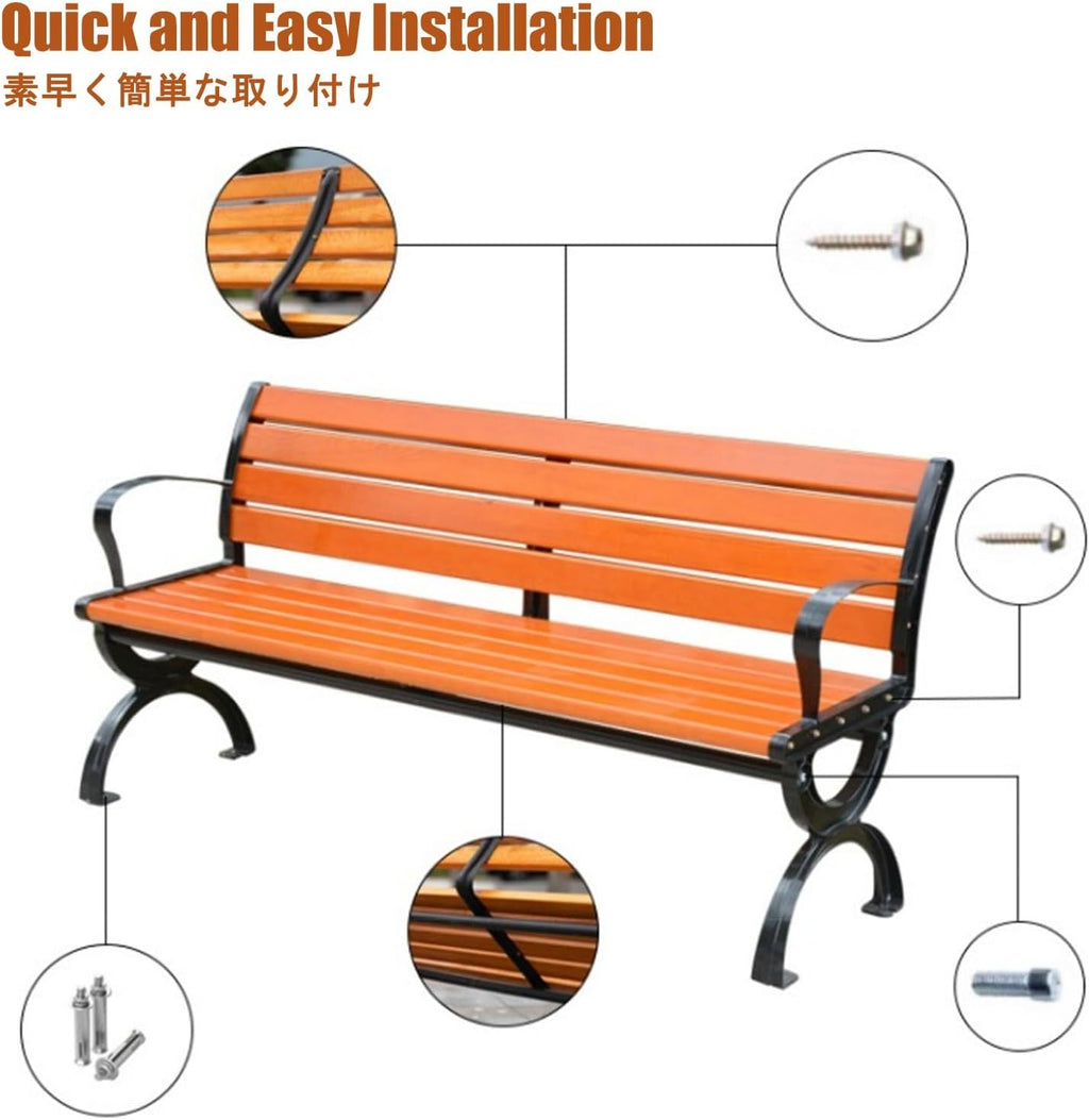Garden Benches for Outdoors, Patio Benches for Outdoors, Features a Cast Aluminum Frame; Suitable for Front Porches, Parks, and Various Outdoor Spaces.(B Deluxe,150cm)