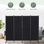 RANTILA 4 Panel Room Divider, 6 FT Folding Privacy Screen with Wide Feet, Freestanding Partition for Room Separation, Portable Room Divider Panel, 89" W x 71" H, Black