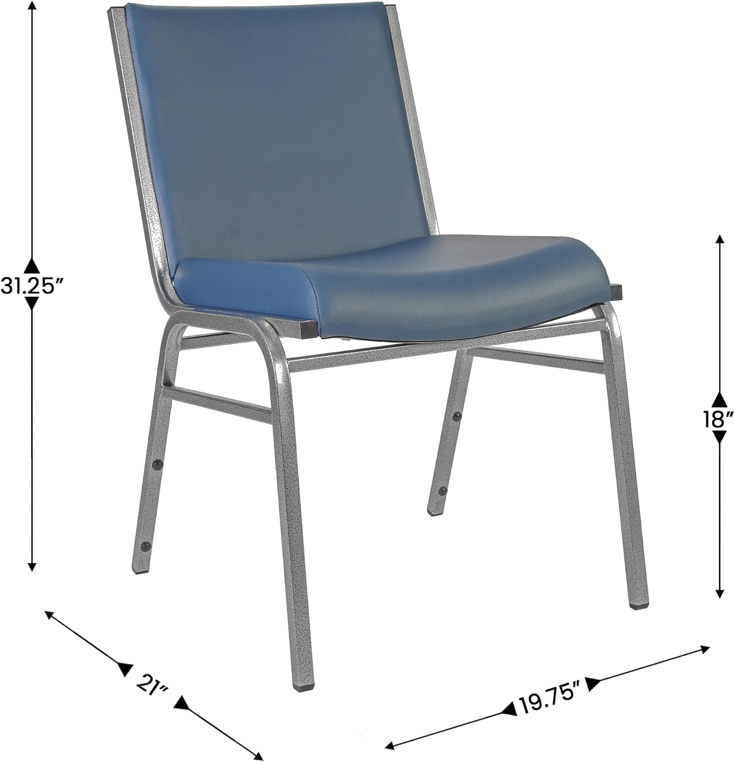 Flash Furniture 4 Pack Hercules Heavy-Duty Vinyl Lobby Chairs with Ganging Brackets and Cushioned Seats, Stacking Chairs for Waiting Rooms/Offices, Navy