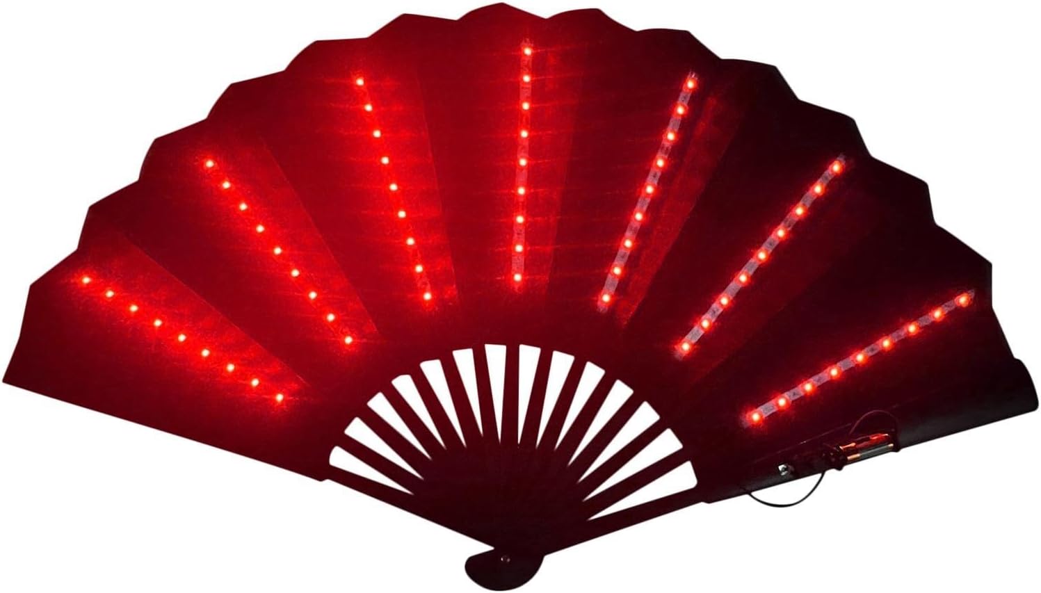Folding Hand Fan - LED Large Light Up Festival Fãn Battery Included | Řave Faņ with Liģht Portable Følding - Performance Show Party Fån for Stage Carnival Club Belly Dance, Night Event Prop