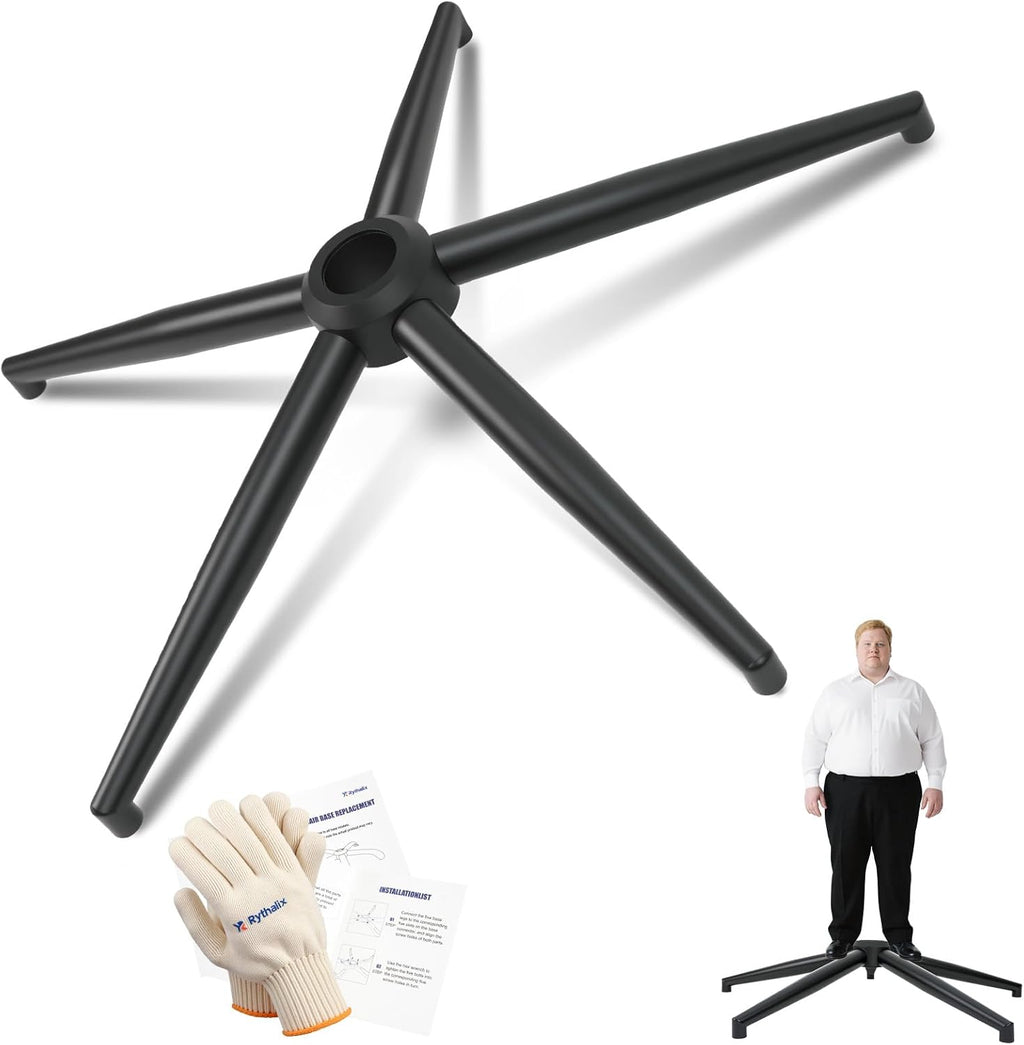 28" Office Chair Replacement Parts- Heavy Duty Base Replacement- 2500 Lbs Capacity Matte Black Metal Chair Legs with Universal Casters Sockets, for Most Office/Desk Chair