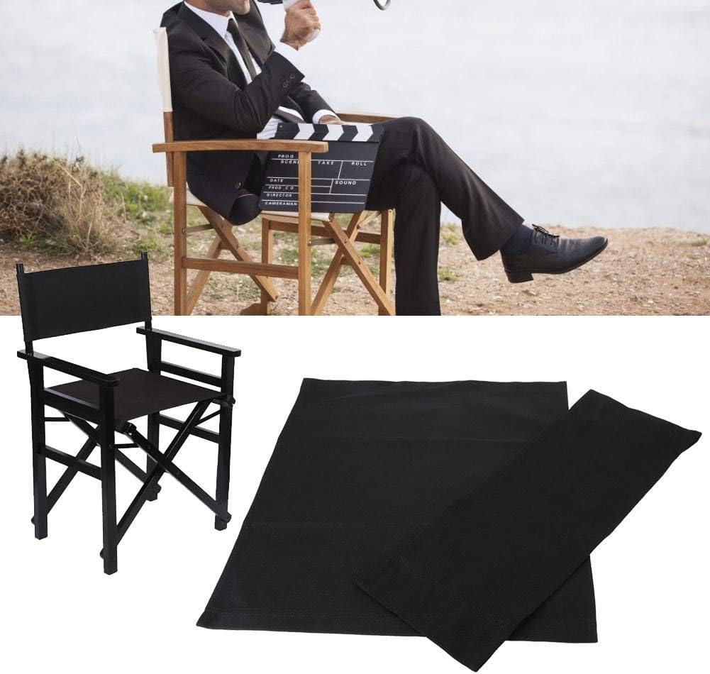 GLOGLOW 1 Set Directors Chair Canvas Replacement Covers, Movie Chair Replacement Canvas Seat and Back Cover for Home Director Chair (Black)