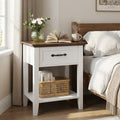 Wood Bedside Table with Drawer and Storage Shelf, Versatile Nightstand End Table for Bedroom, Living Room, Nursery, or College Dorm, Practical Storage Solution for Home, Modern Side Table Design