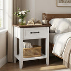 Wood Bedside Table with Drawer and Storage Shelf, Versatile Nightstand End Table for Bedroom, Living Room, Nursery, or College Dorm, Practical Storage Solution for Home, Modern Side Table Design