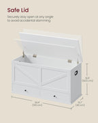 VASAGLE Storage Chest, Storage Bench with 2 Fabric Drawers, Farmhouse Style, for Entryway, Bedroom, Living Room, 15.7 x 39.4 x 19.9 Inches, Cloud White ULSB043W01