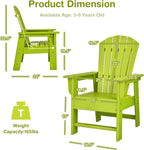 Giantex Adirondack Chair, Kids HDPE Patio Lawn Chair with Ergonomic Backrest for Deck, Porch, Backyard, Poolside, Indoor, Weather Resistance Toddler Outdoor Chair (1, Green)