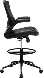 Misolant Tall Office Chair for Standing Desk, Drafting Chair with Footrest Ring, PU Leather Recline High Office Tall Desk Chair with Adjustable Lumbar Support