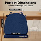 Chair Cushions Set of 1, U-Shaped Seat Cushion for Chair, Non Slip Chair Pads with Ties, 17" x 16" x 2", 40D Foam, Removable Washable Cover, Seat Cushions for Kitchen Chairs, Dark Blue