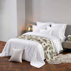 Yukro Brown Pine Cones Bed Runner Scarf, Green Leaves Branch Vintage Linen Twin Bed Scarf Runner, No Fading Decorative Bedding Scarf for Bedroom Hotels Homes and Guestrooms