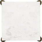 Kate and Laurel Lemaire Modern Square Marble Drink Table, 12 x 12 x 24, White Marble and Gold, Natural Marble Martini Table for Use as Small Plant Stand or Mini Nightstand