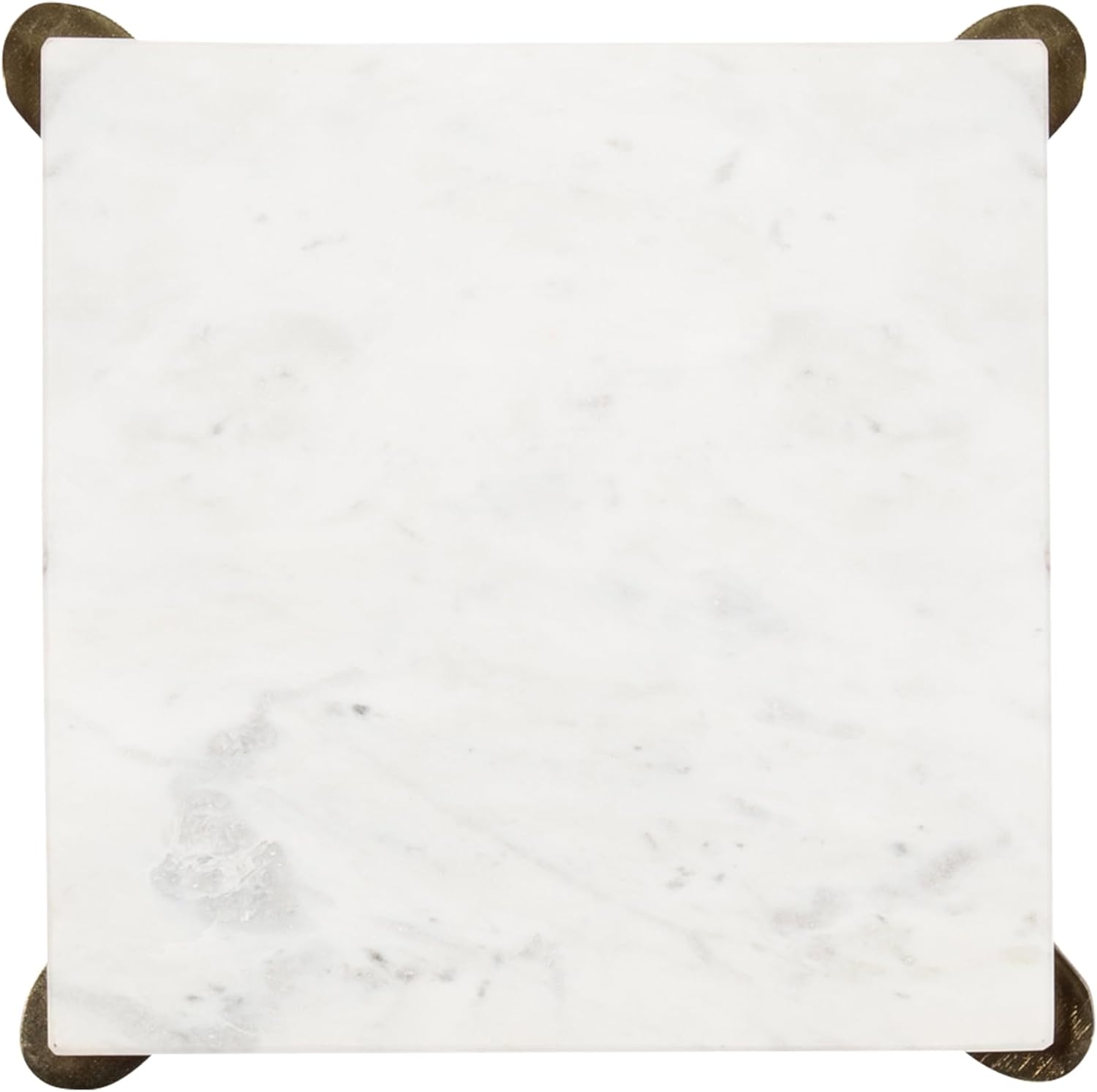 Kate and Laurel Lemaire Modern Square Marble Drink Table, 12 x 12 x 24, White Marble and Gold, Natural Marble Martini Table for Use as Small Plant Stand or Mini Nightstand