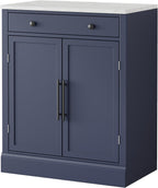 SOFTSEA Modern Freestanding Kitchen Pantry with 2 Door Shelves, Sideboard Buffet Cabinet with Drawer, Coffee Bar Cabinet with 2 Adjustable Shelves for Dining Kitchen Living Room, Set of 2, Blue