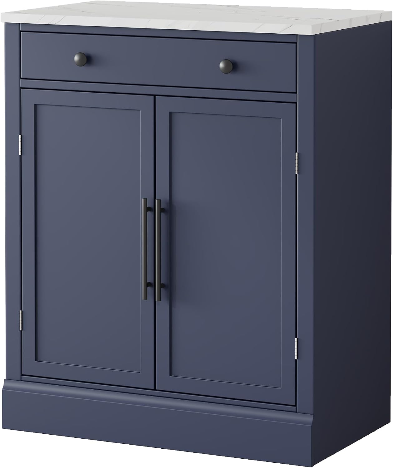 SOFTSEA Modern Freestanding Kitchen Pantry with 2 Door Shelves, Sideboard Buffet Cabinet with Drawer, Coffee Bar Cabinet with 2 Adjustable Shelves for Dining Kitchen Living Room, Set of 2, Blue