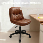 Office Chair, Ergonomic Desk Chair with Padded Cushion & Backrest, Adjustable Height & 360° Swivel, Armless Task Chair for Home Office, Computer Desk & Vanity Brown 1