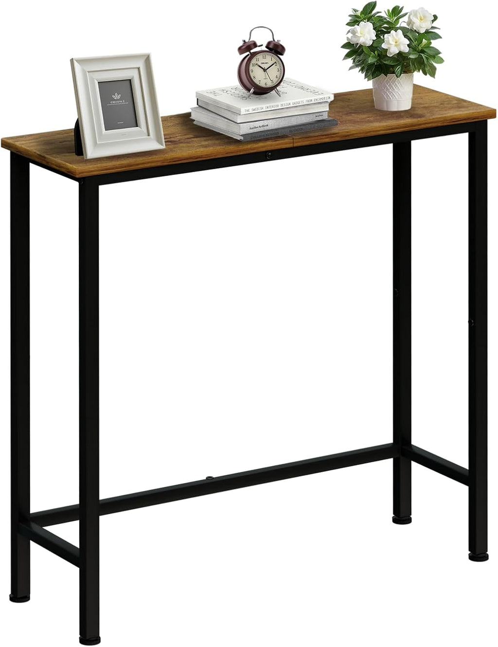 Narrow Console Table, 29.5" Small Entryway Table, Thin Hallway Tables, Slim Sofa Side Tables for Hallway, Living Room, Bedroom, Foyer, Retro Brown