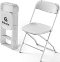 White Folding Chairs 6 Pack, Plastic Folding Chairs for Outside, Heavy Duty Foldable Chairs, Sturdy Metal Folding Chairs, 350 lbs Capacity, for Patio, Garden, Party