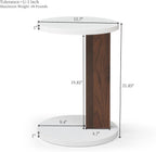 21.8” Wooden C Shaped End Table, Small Round Side Coffee Table for Couch Sofa, Modern Table Nightstand for Living Room, Bedroom and Corner, Non-Slip Bottom