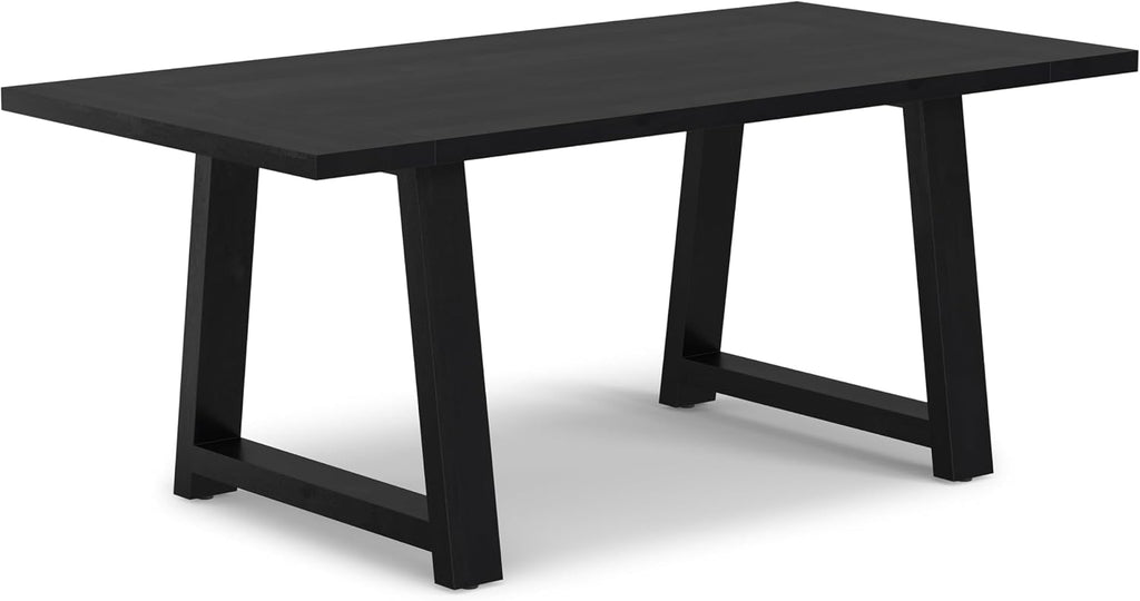 SIMPLIHOME Whitley Dining Table - 72 inch Wide Solid Mango Wood Rectangular Table in Black, Modern Farmhouse Style for Dining Room or Kitchen with Extra-Thick Trestle Base, Seats 6