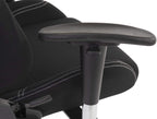 Displays2go Racing Style Gaming Chair for Office and Home Desk, Ergonomic Adjustments and Lumbar Support Pillow, Fabric Seat - Black (FDGAMECHGY)