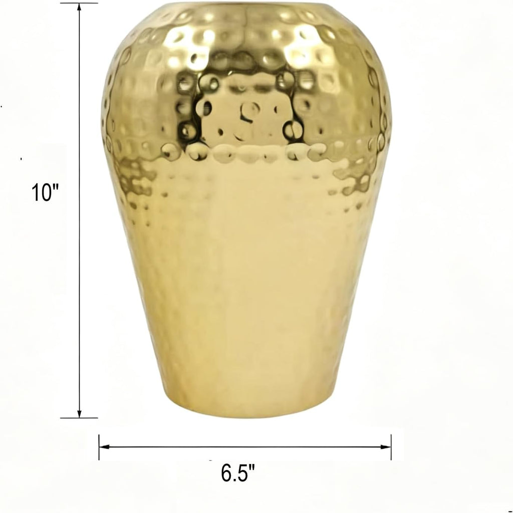 Hosley's 10" High Gold Finish Hammered Metal Vase – Elegant Gift for Floral Arrangements, Weddings, Special Events, Aromatherapy, Spa, Reiki, Meditation