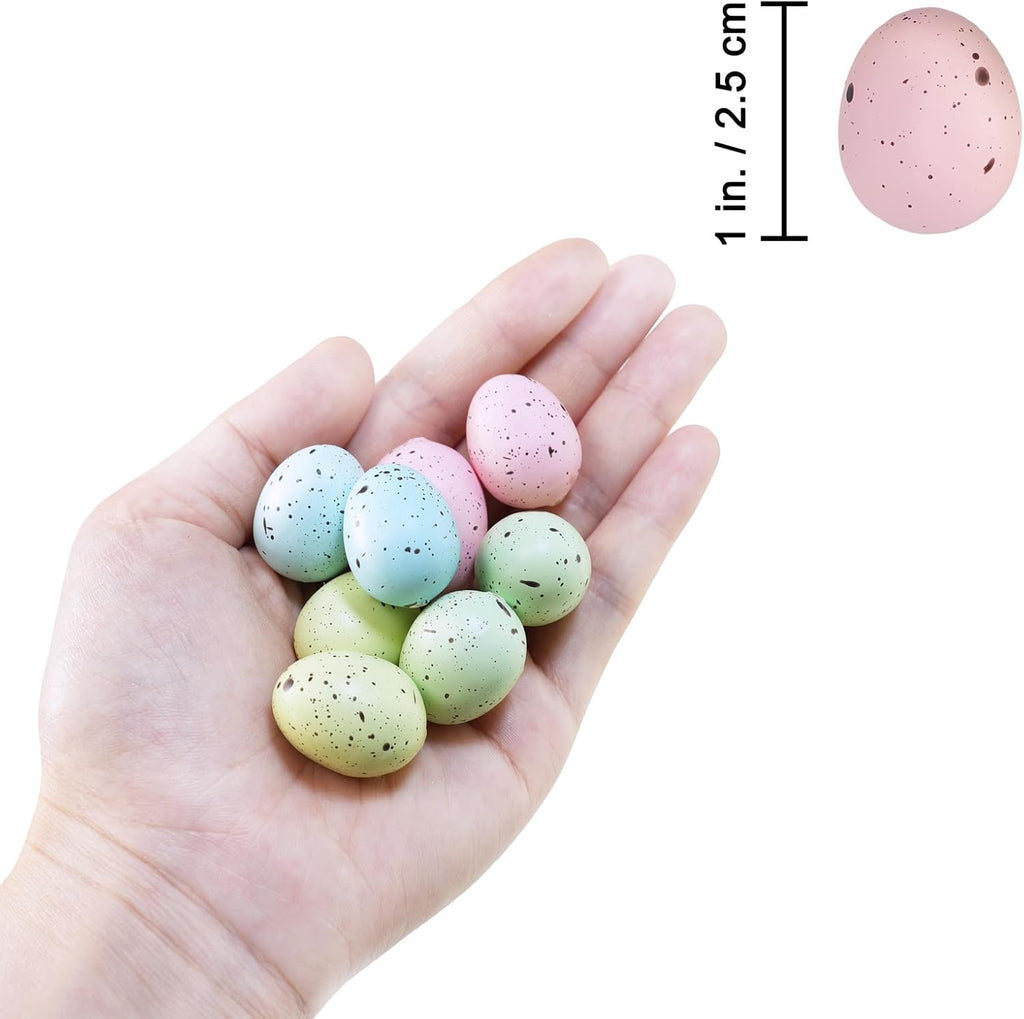 Winlyn 140 Pcs 5 Colors Mini Artificial Easter Eggs Decorative Speckled Eggs Pastel Pink Green Blue Foam Eggs 1" for Spring Easter Basket Nest Decor Bowl Fillers Seasonal Wreath DIY Craft Projects