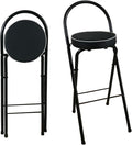 Foldable High Chair with Back Support & Footrest Round Padded Seat for Home Kitchen Office(Black,65cm/26inch)