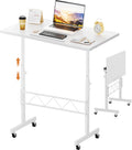 COMHOMA Standing Desk Adjustable Height & Tiltable Tabletop, Portable Stand Up Desk for Laptop, Mobile Folding Desk for Home Office Work and Walking Pad Treadmill, Height 30.7"-46.4", White