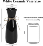 Small Vase Black Ceramic Jute Rope Simple Vases for Home Decor Minimalist Modern Flower Vase Elegant Decorative Glossy Vase for Pampas Grass, Office, Living Room, Mantel and Bedroom Décor
