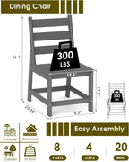 GREENVINES Patio-Chair | Outdoor Dining Chairs Set of 2 | HDPE Plastic | Armless |All Weather | for Backyard Deck Poolside Garden | Grey