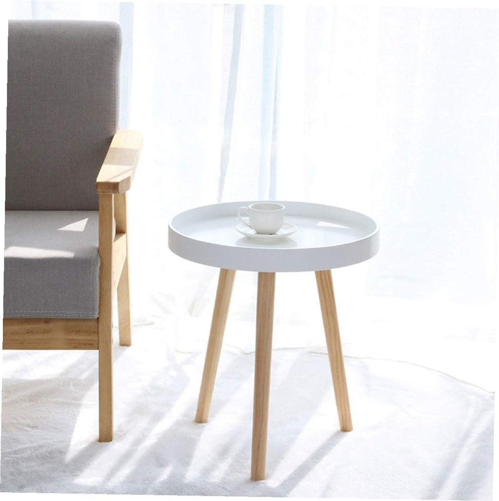 Nordic Small Round Coffee Table White Modern Mini Sofa Side End Table Bedside Accent Furniture for Living Room