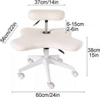 Kneeling Chair with Wheels - Height Adjustable Cross Legged Seat for Office, Home, Yoga, and Meditation (Bianco)