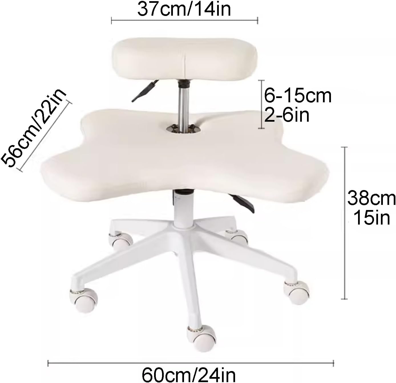 Kneeling Chair with Wheels - Height Adjustable Cross Legged Seat for Office, Home, Yoga, and Meditation (Bianco)