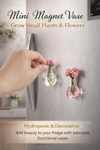 Hand-Blown Mini Vase Magnets for Fridge, Set of 10 Artisan Glass & Ceramic Bud Vases, Each One Unique, Tiny Garden Decor Gift for Mom, Teachers & Coworkers